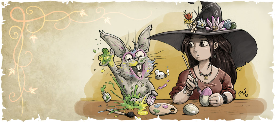 Ostara sabat rigolo oeuf lapin peinture